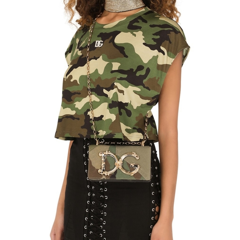 Dolce&Gabbana Mini DG Girls Camouflage Crossbody Bag Khaki Military Green - Picture 2 of 10